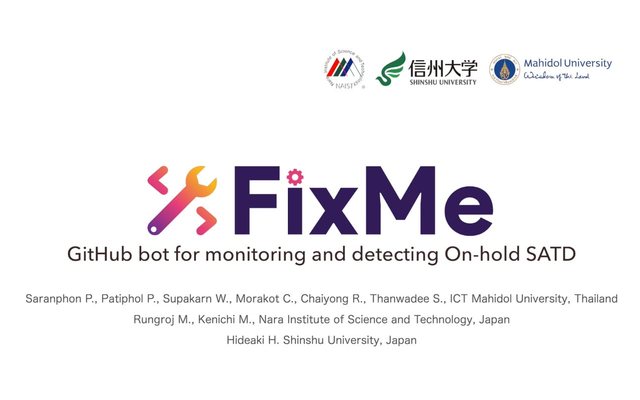 FixMe bot accepted at ASE 2021