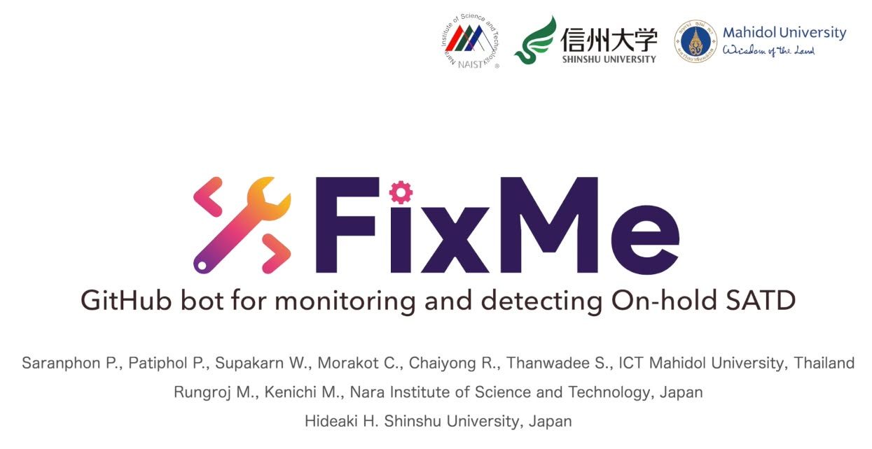 FixMe bot accepted at ASE 2021