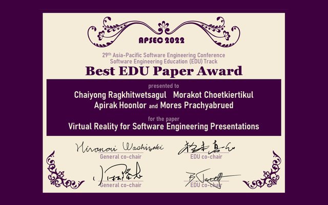 Best EDU Paper Award at APSEC 2022